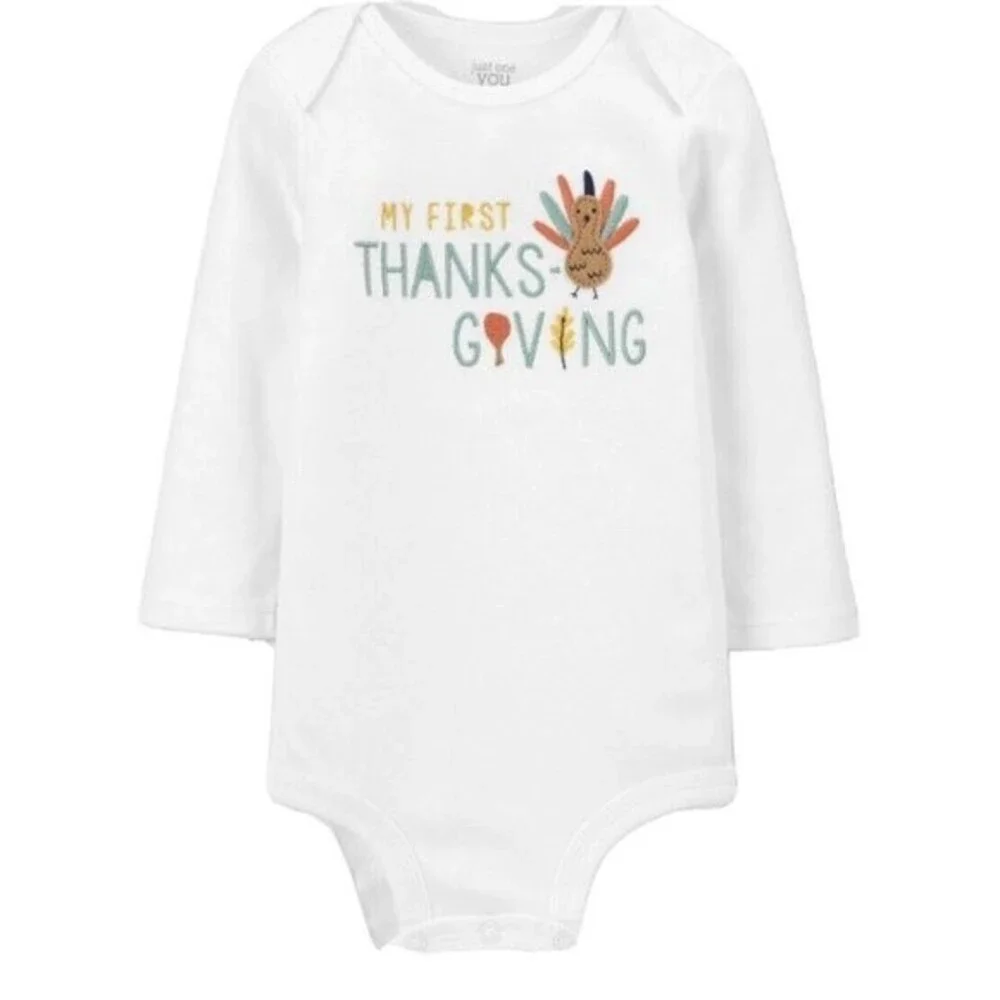 Carter's Just One You Baby My First Thanksgiving Bodysuit White Size 9M NWOT